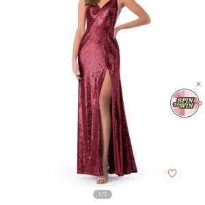 Burgundy Azazie Stellar Bridesmaids Dress